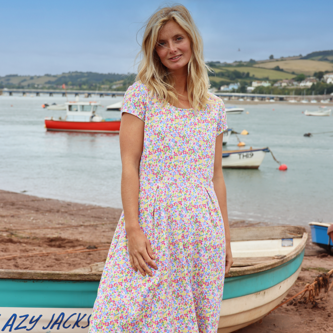 LJ523 - Printed Dress - Abstract Flowers