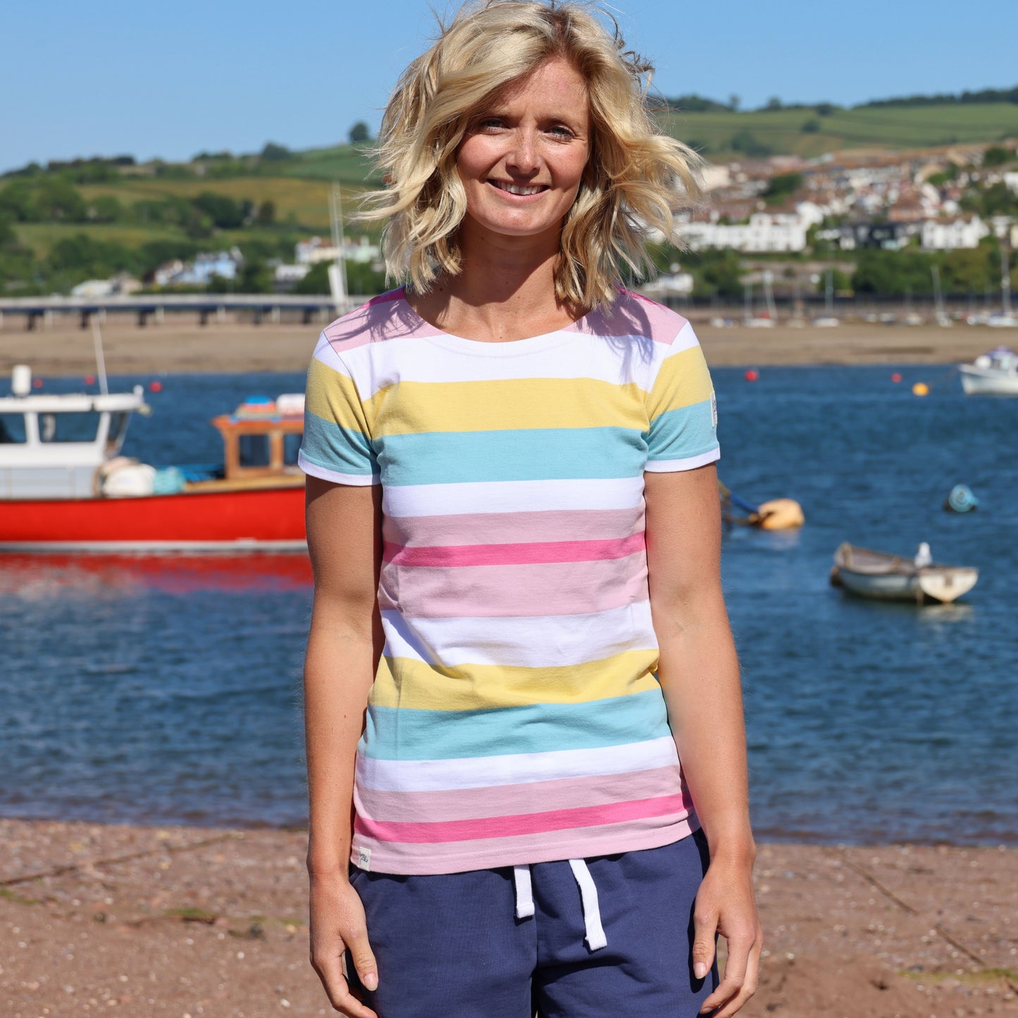 LJ8M - Ladies Multi Short Sleeve Breton - Brights