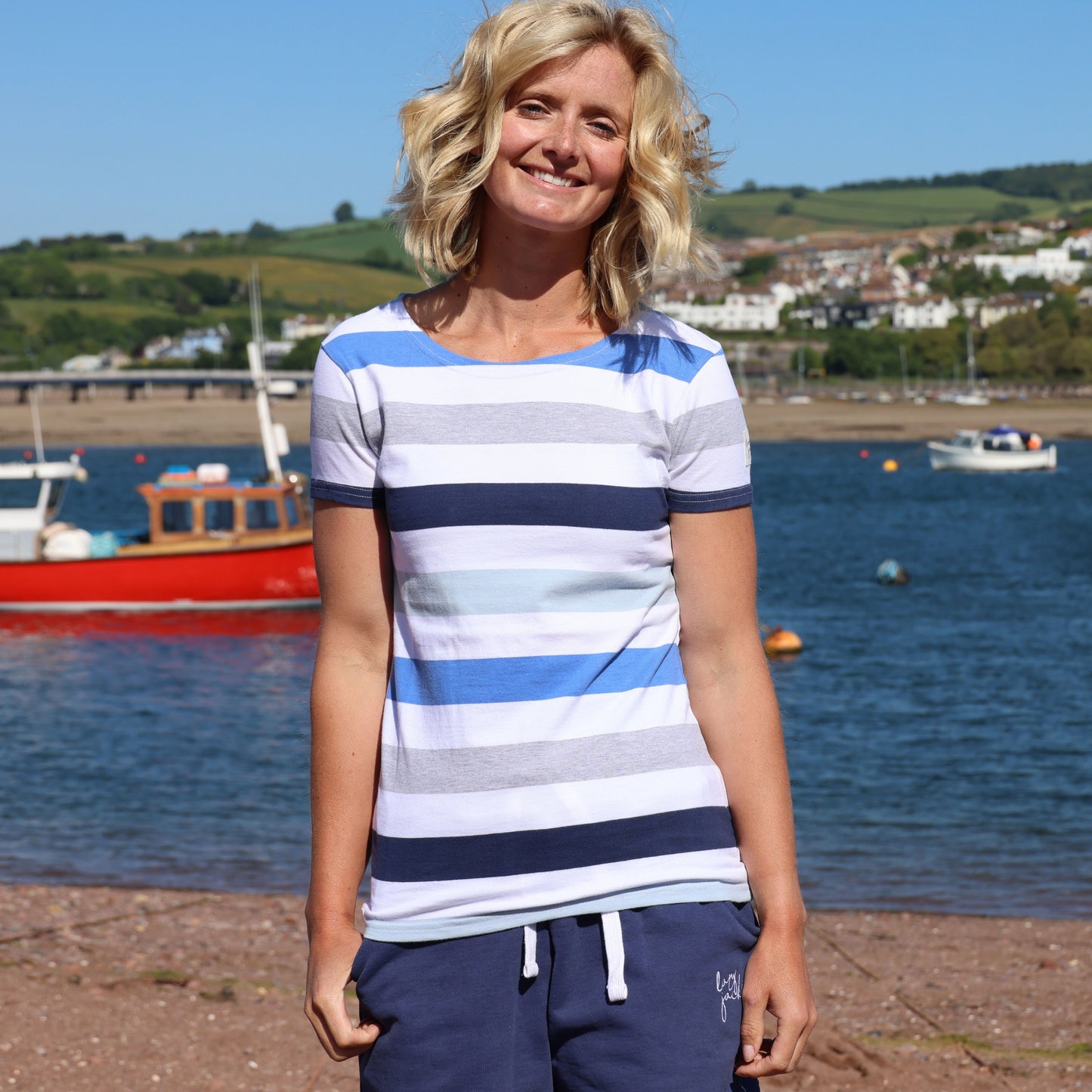 LJ8M - Multi Stripe Breton Top - Blues