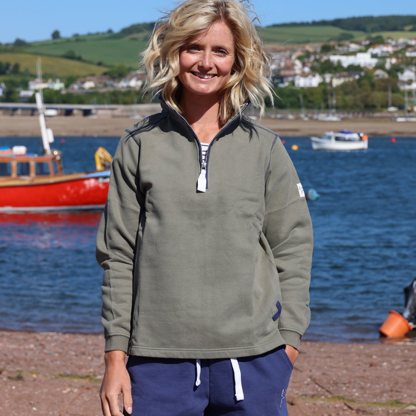 LJ3 - Ladies' 1/4 Zip Sweatshirt - Khaki