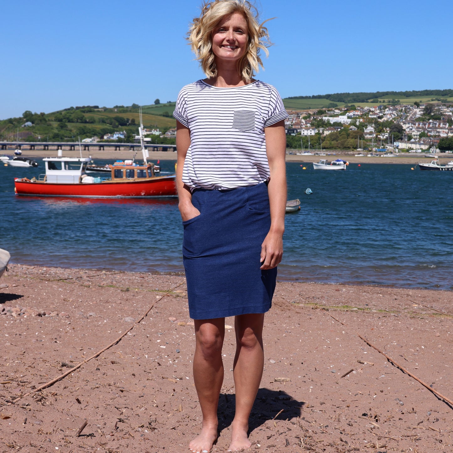 LJ600 - Cotton Skirt - Indigo