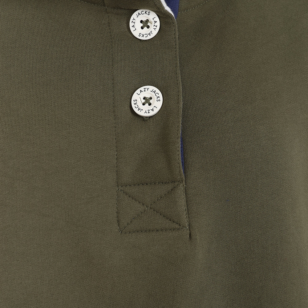 LJ5 - Ladies' Button Neck Sweatshirt - Khaki
