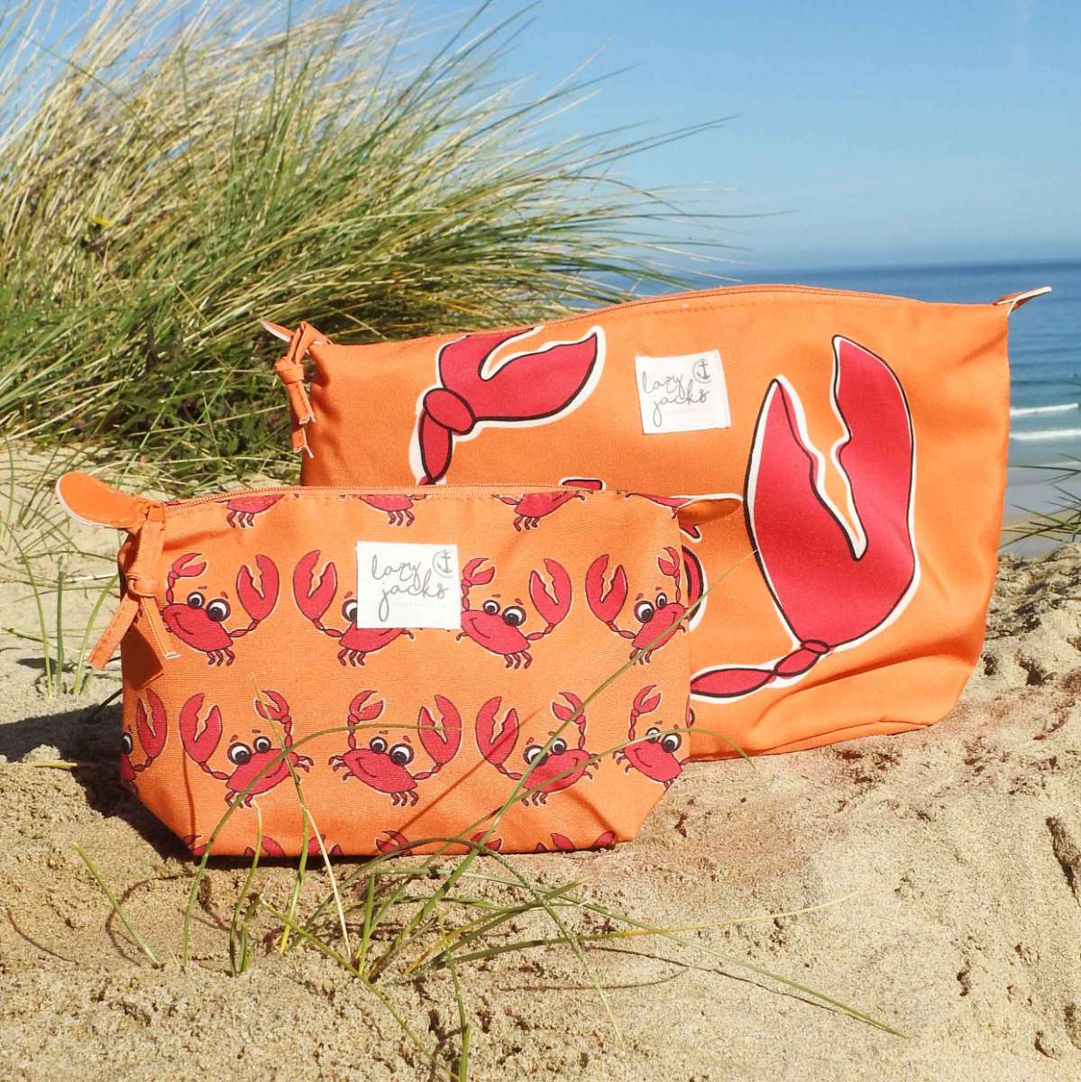 Cosmetic and Wash Bag Pair - Crab