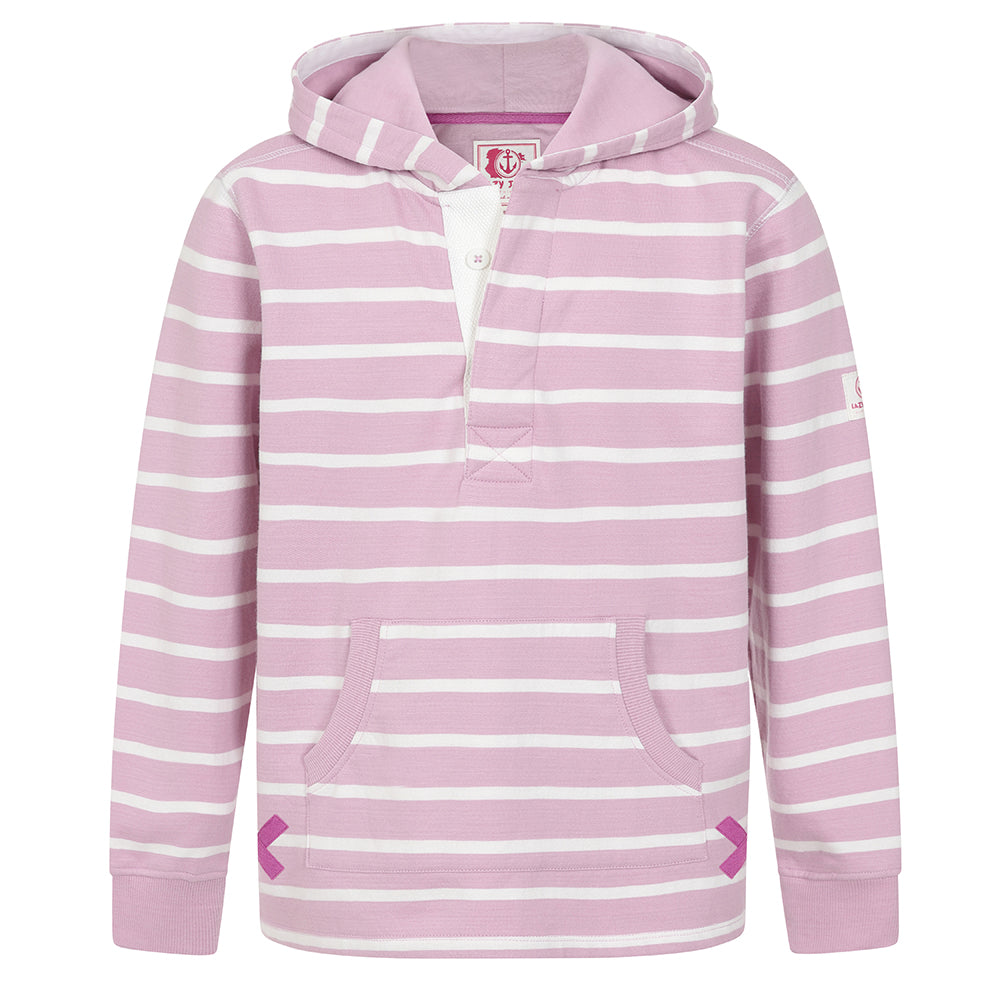 LJ36C - Button Neck Hooded Sweatshirt - Rose