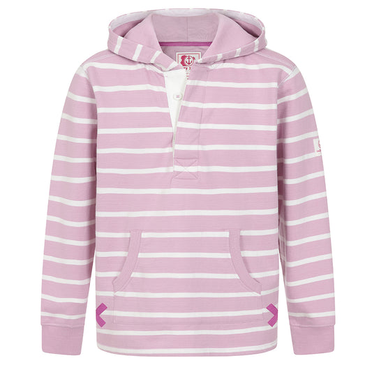 LJ36C - Button Neck Hooded Sweatshirt - Rose
