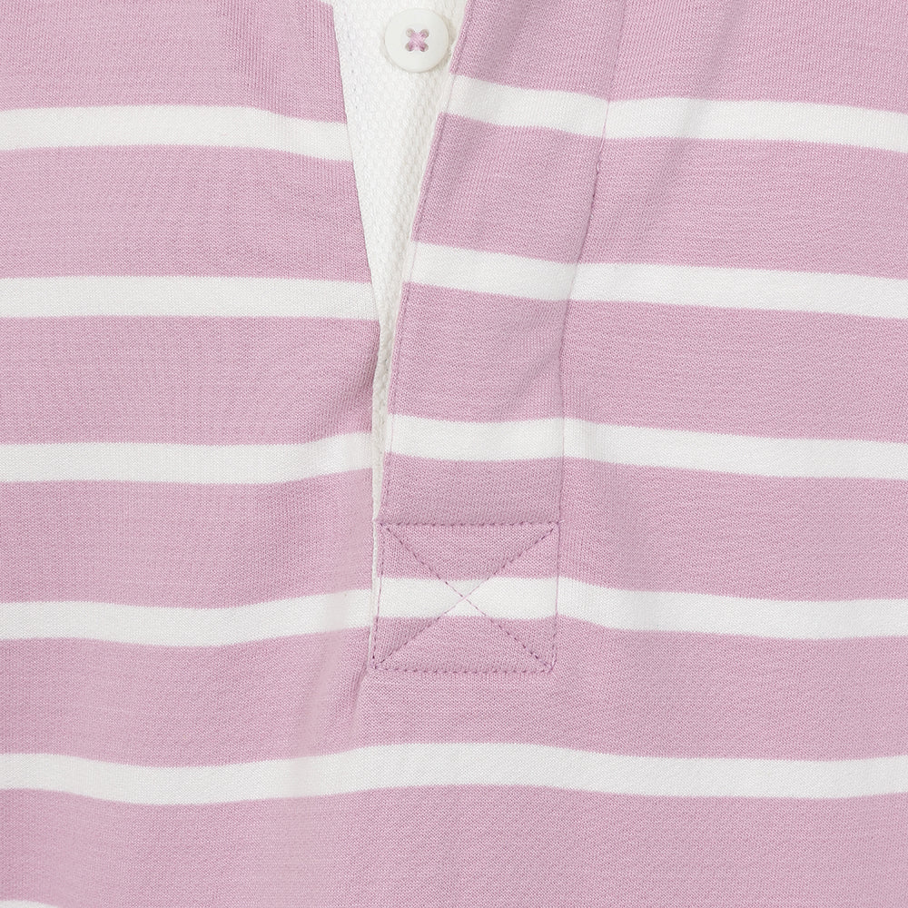 LJ36C - Button Neck Hooded Sweatshirt - Rose