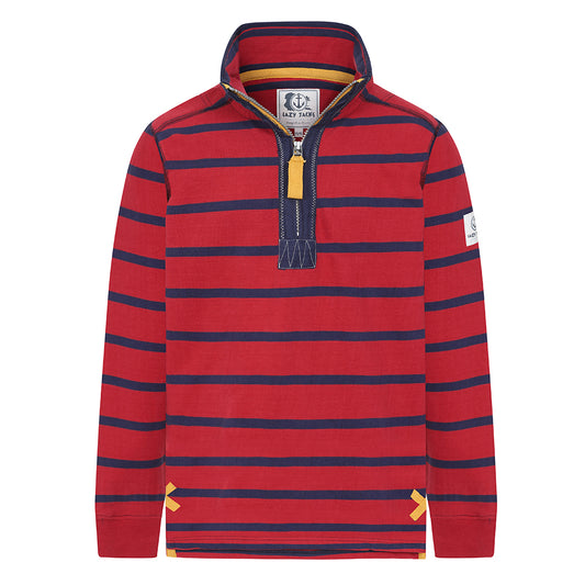 LJ39C - Boys Striped 1/4 Zip Sweatshirt - Red