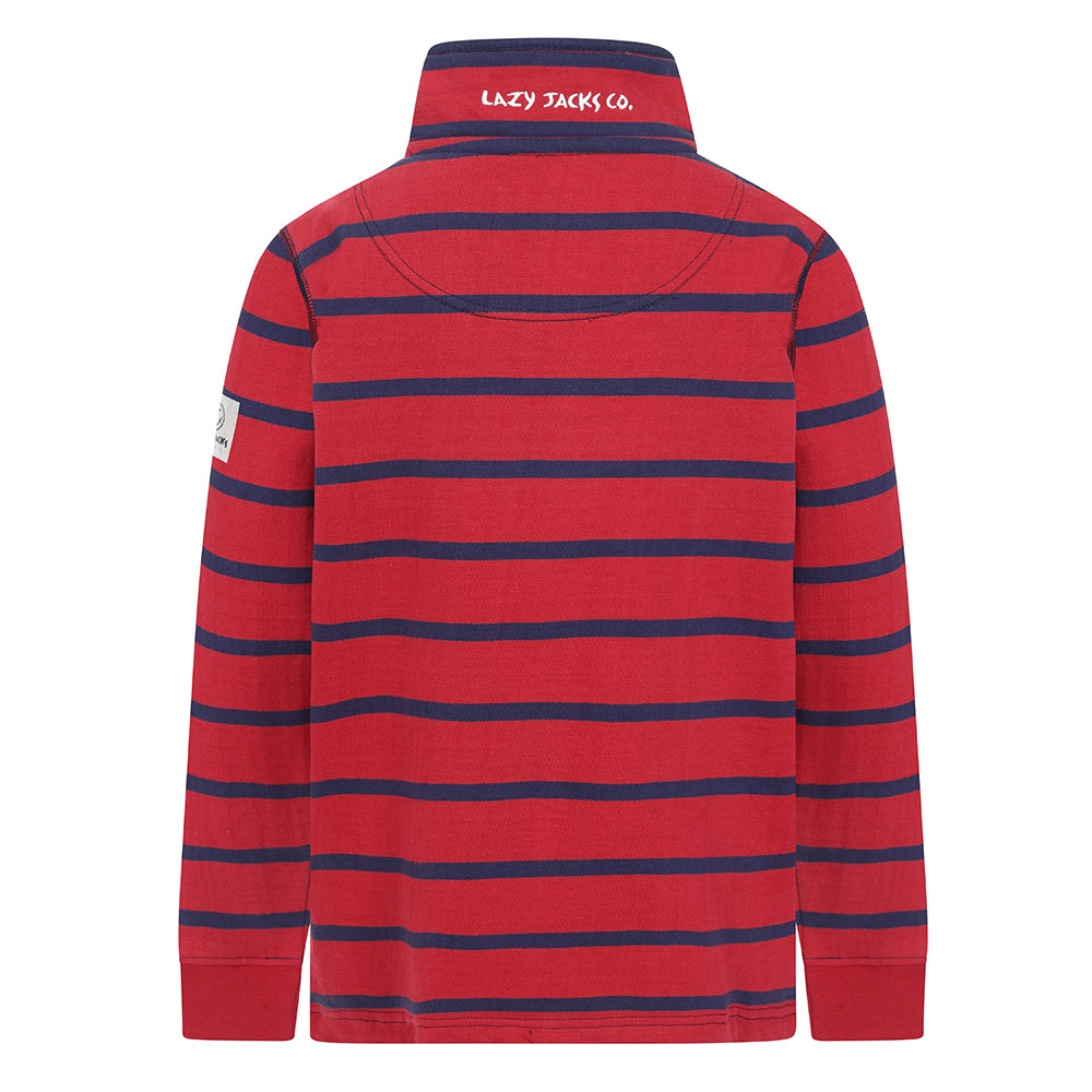 LJ39C - Boys Striped 1/4 Zip Sweatshirt - Red