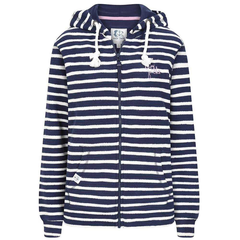 LJ102S - Striped Textured Full Zip Sweatshirt - Marine