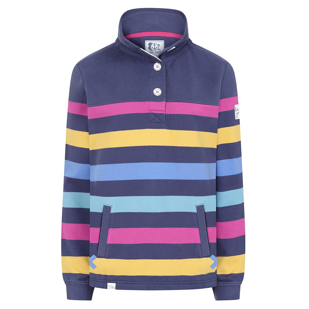 LJ6 - Striped Button Neck Sweatshirt - Multi