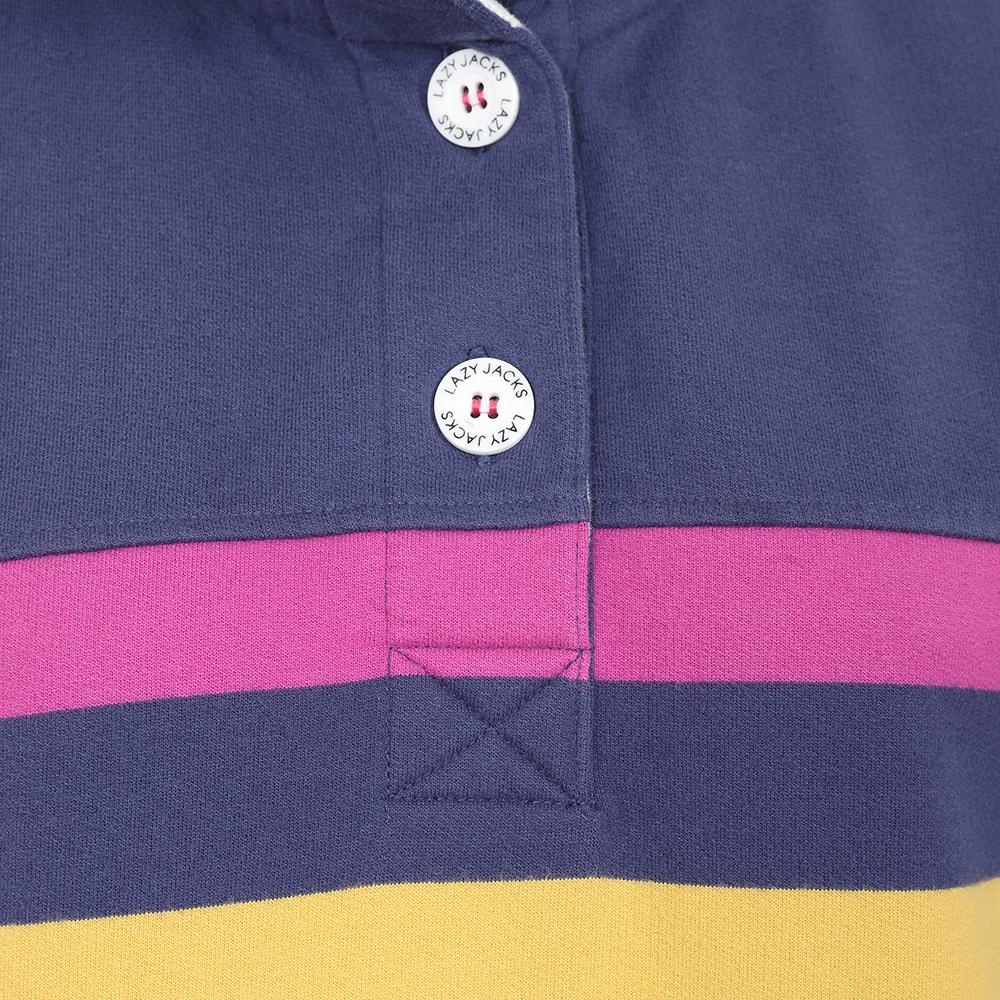LJ6 - Striped Button Neck Sweatshirt - Multi