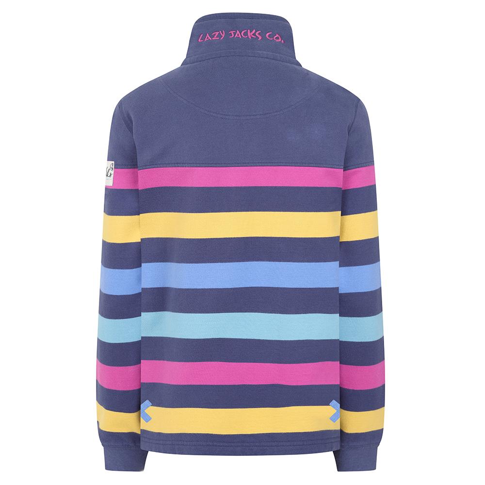 LJ6 - Striped Button Neck Sweatshirt - Multi