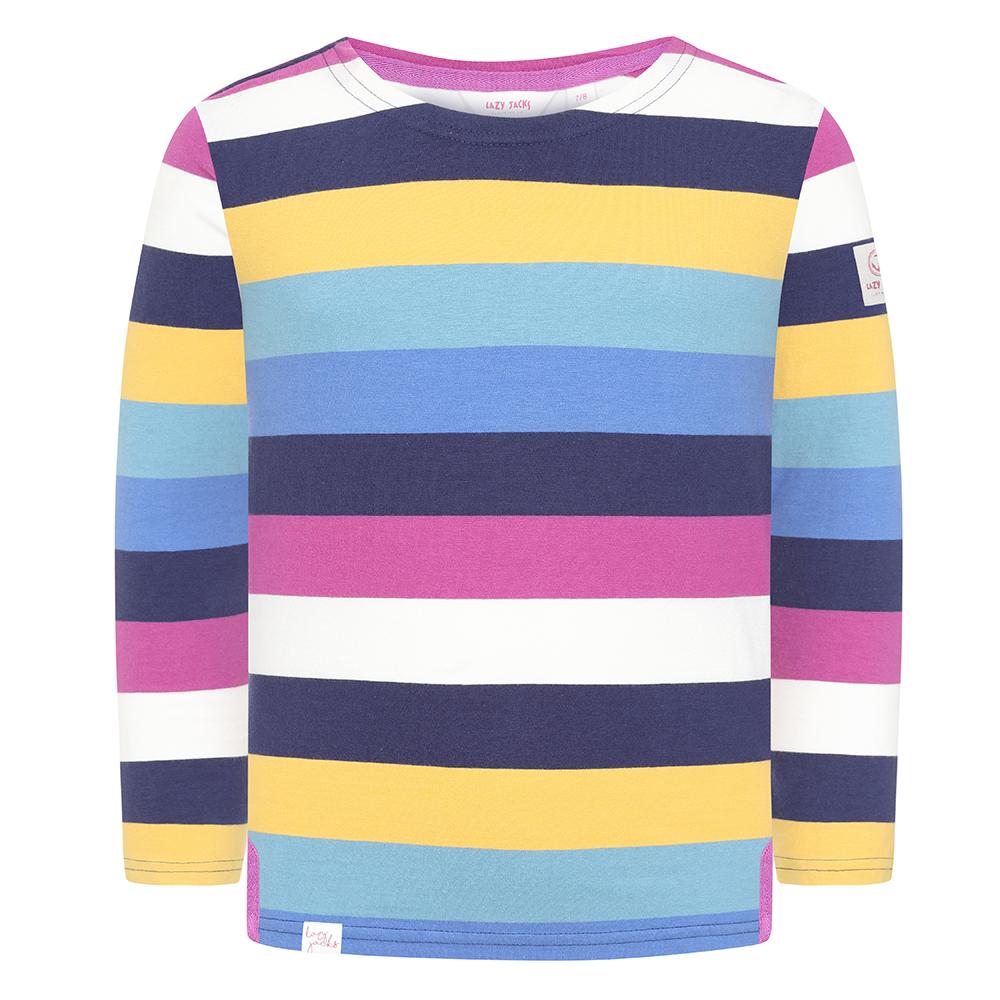 LJ97C - Girls Striped Breton Top - Multi