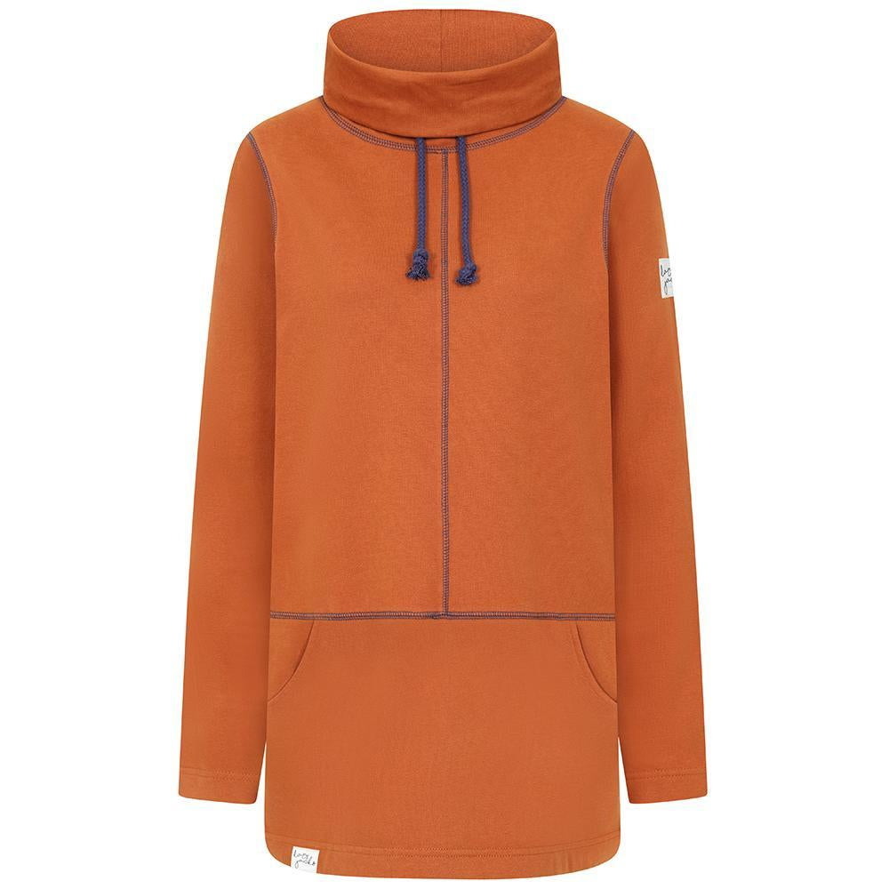 LJ99 - High Neck Sweatshirt With Pockets - Rust