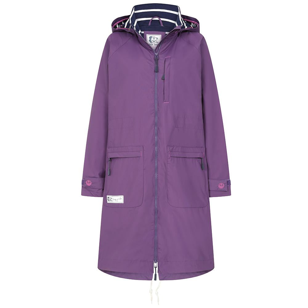 LJ67 Ladies' Long Waterproof Coat Loganberry - Main Image