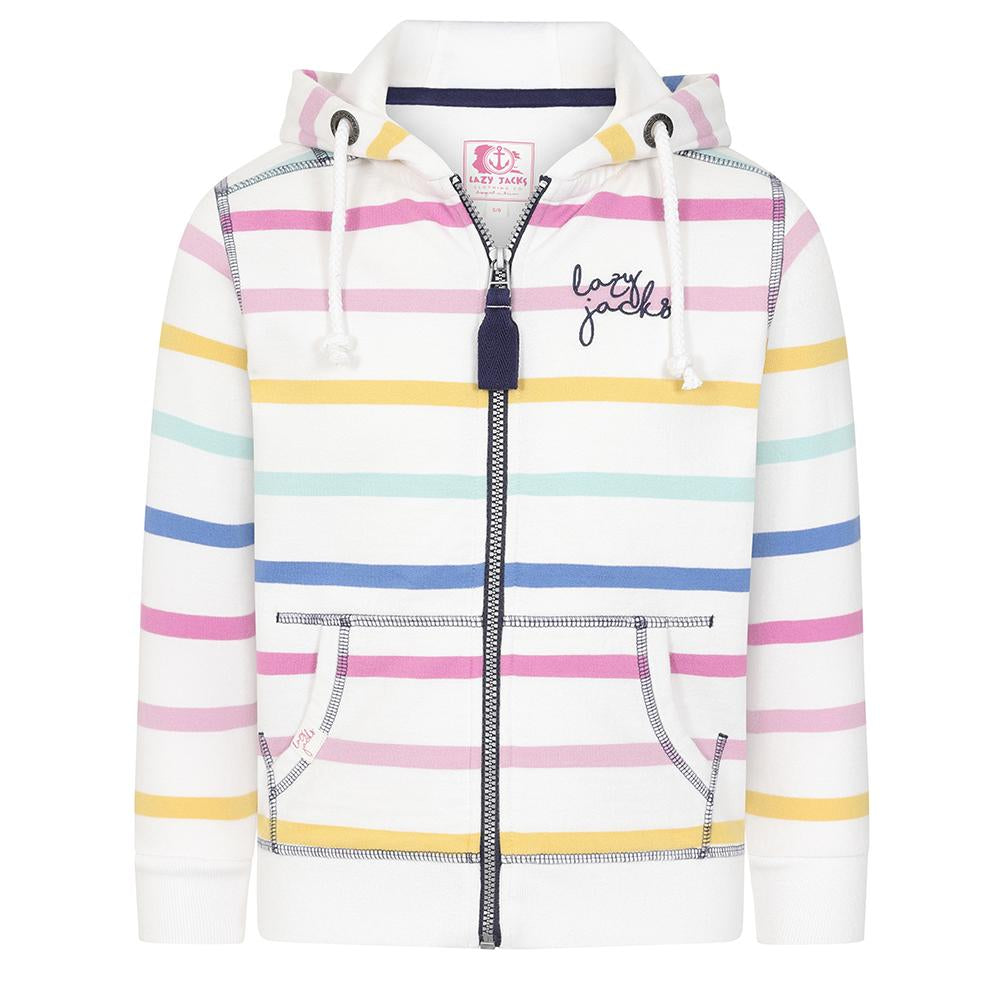 LJ101SC - Girl's Striped Full Zip Sweatshirt - Pastel