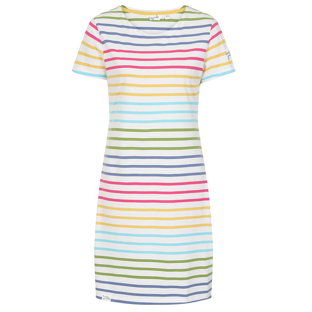 LJ115 - Striped T-Shirt Dress - Rainbow
