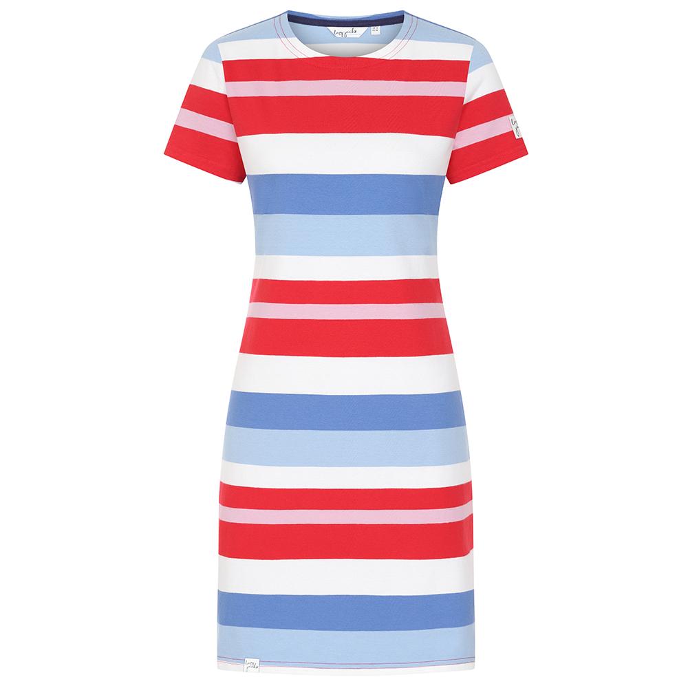 LJ115 - Striped T-Shirt Dress - Red