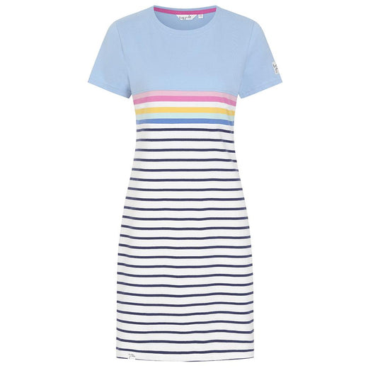 LJ115 - Striped T-Shirt Dress - Sky