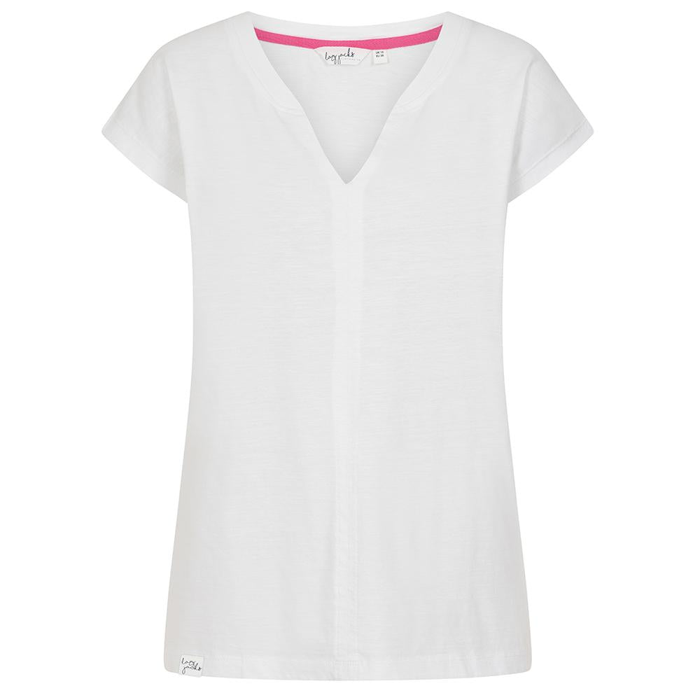 LJ156 - Ladies V Neck Tee - White
