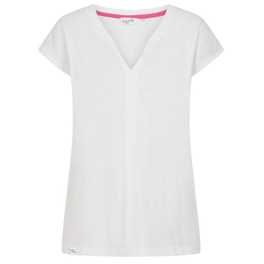 LJ156 - Ladies V Neck Tee - White