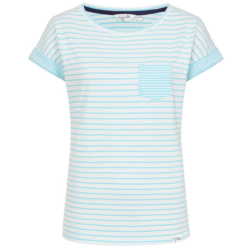 LJ162 - Ladies Striped Roll Sleeve Tee - Spearmint