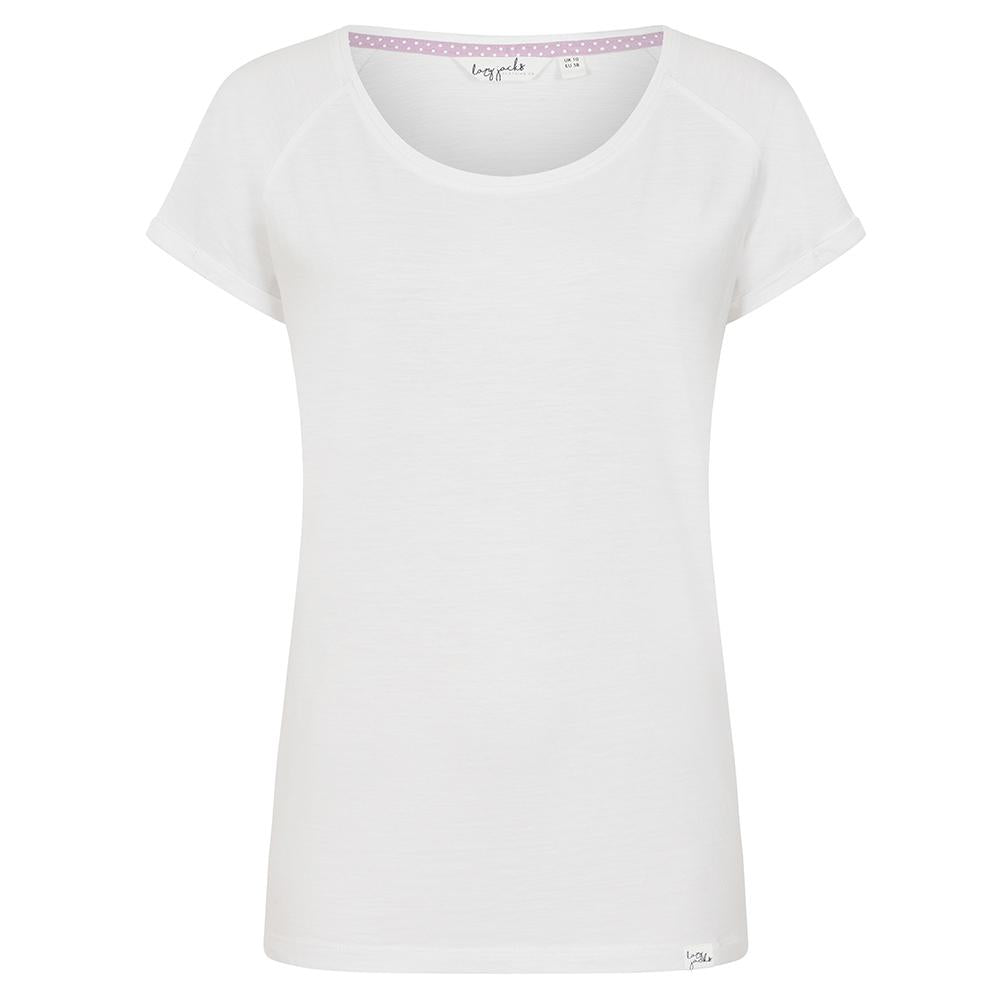 LJ163 - Ladies Roll Sleeve Tee - White