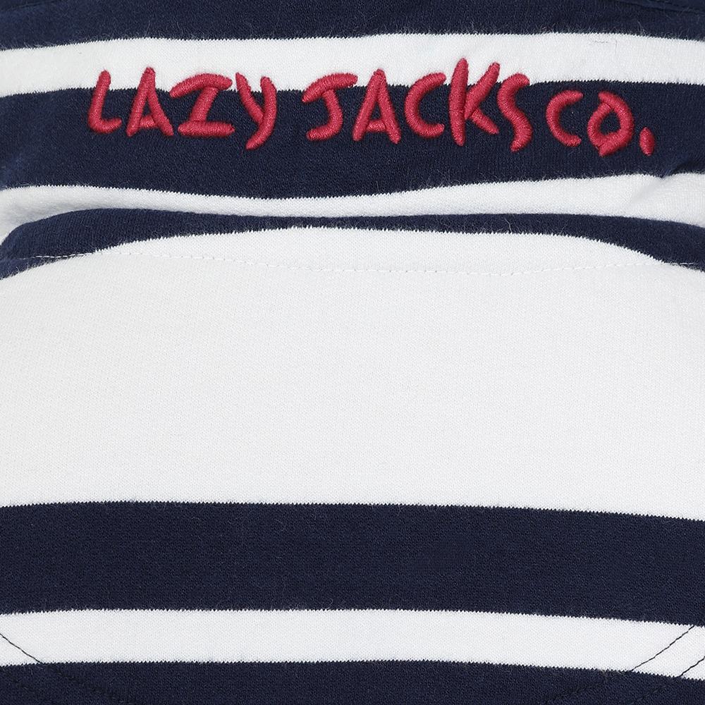 LJ39C - Boy's 1/4 Zip Striped Sweatshirt - White