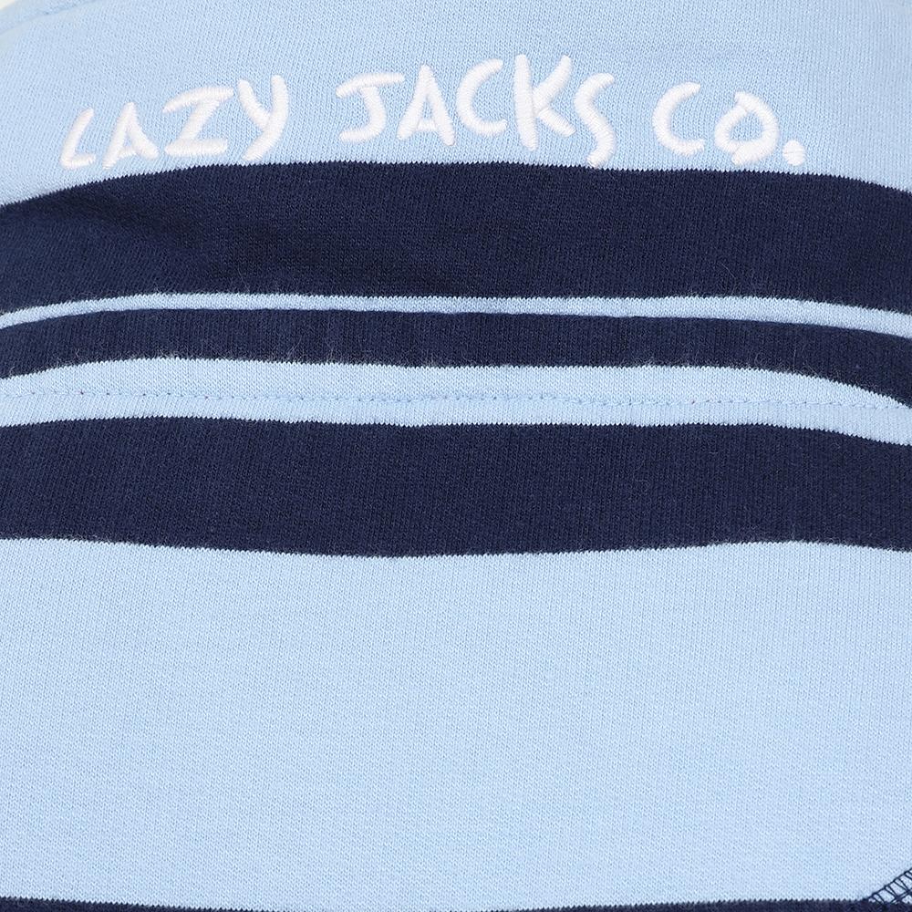 LJ39 - Mens 1/4 Zip Striped Sweatshirt - Sky