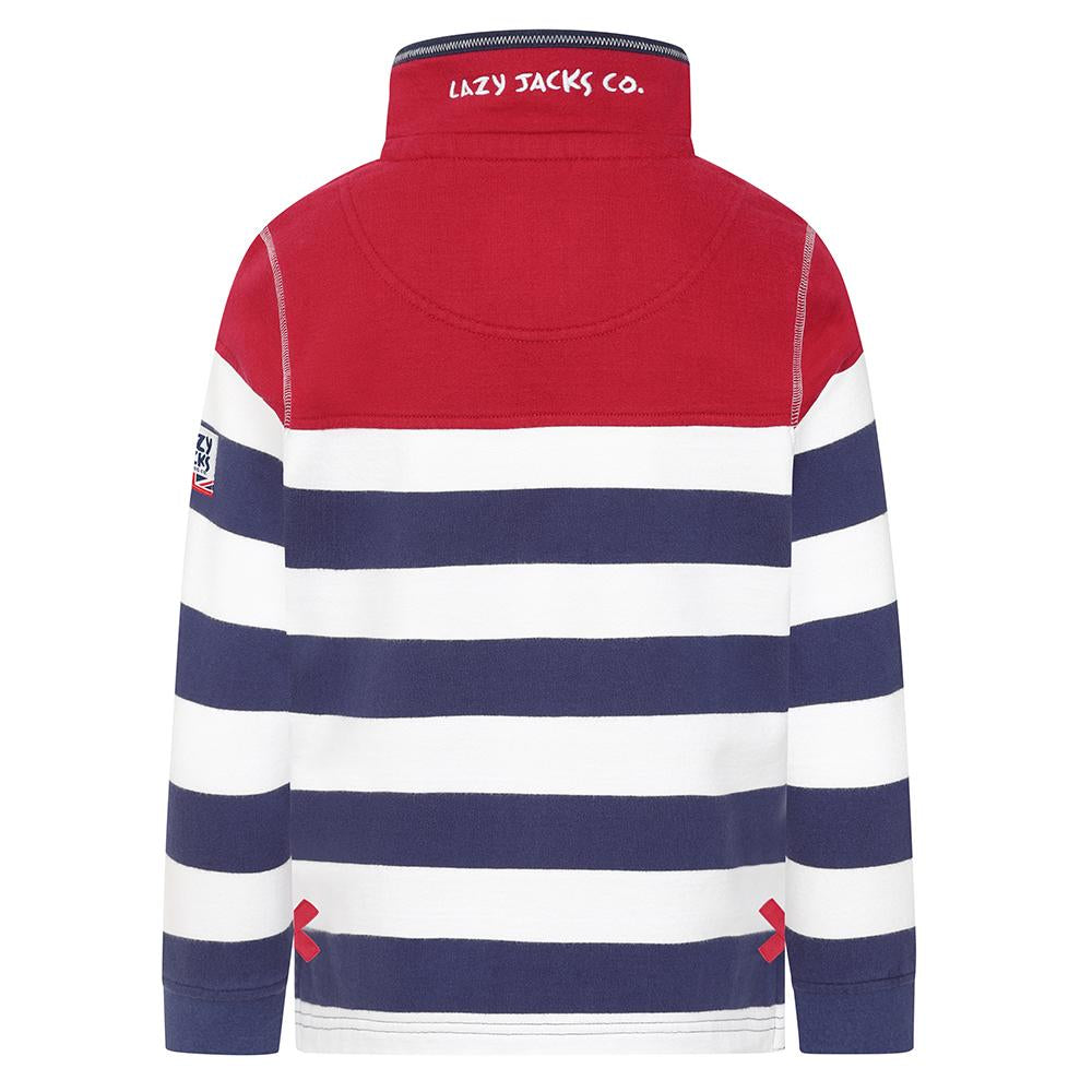 LJ51C - Boys Striped 1/4 Zip Sweatshirt - Rouge