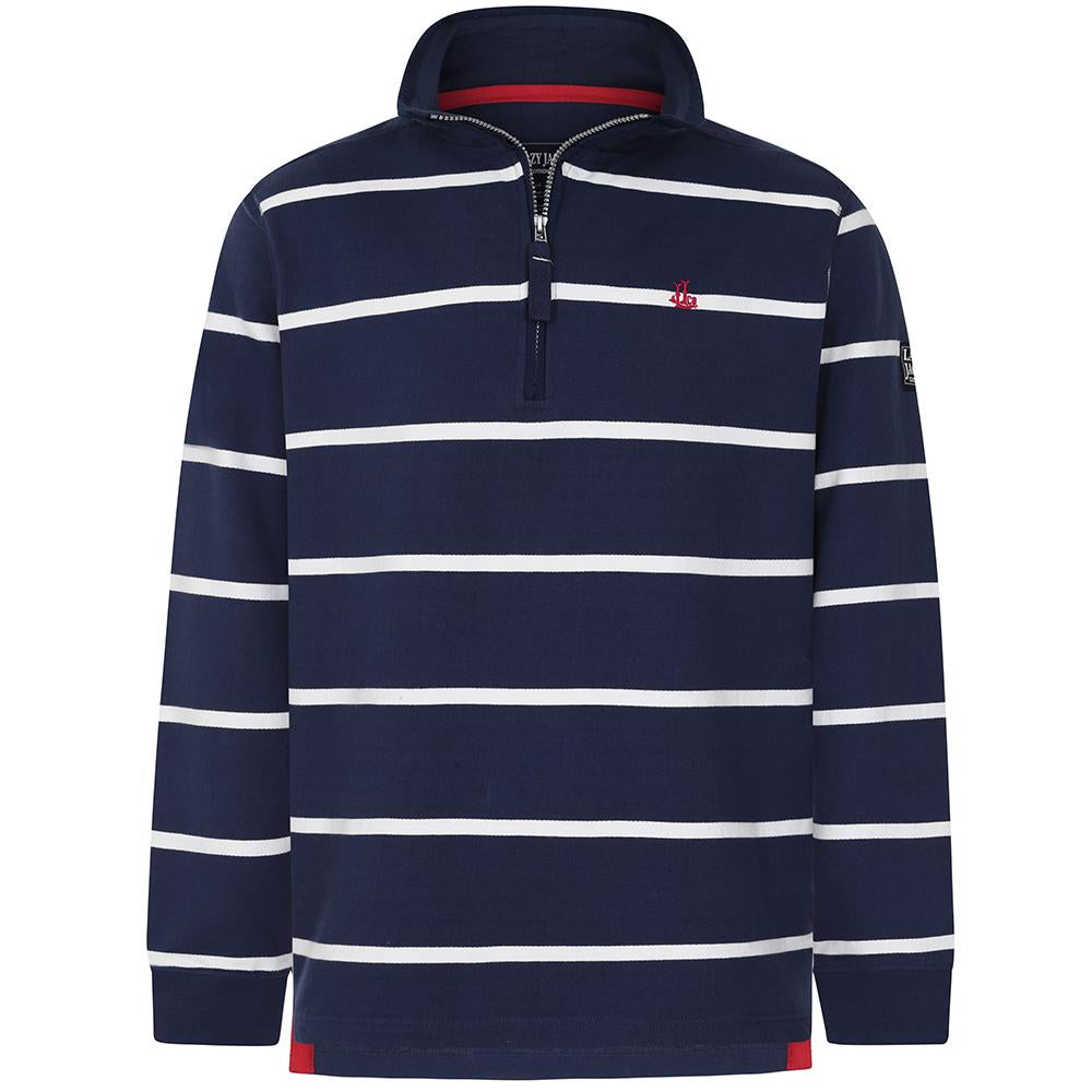 LJ51 - Mens Striped 1/4 Zip Sweatshirt - Marine
