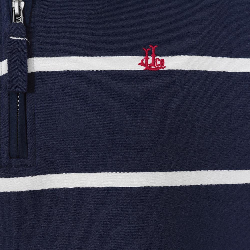LJ51 - Mens Striped 1/4 Zip Sweatshirt - Marine