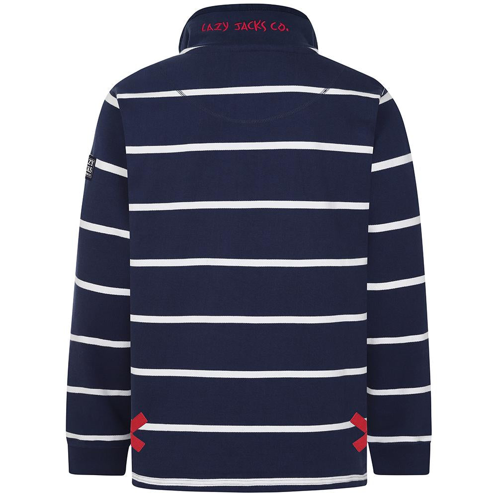 LJ51 - Mens Striped 1/4 Zip Sweatshirt - Marine