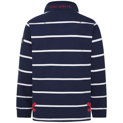 LJ51 - Mens Striped 1/4 Zip Sweatshirt - Marine