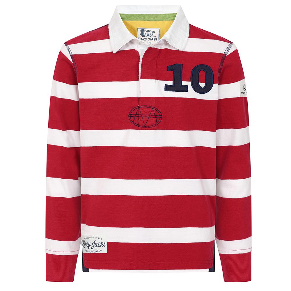 LJ78C - Long Sleeve Rugby Top - Crimson