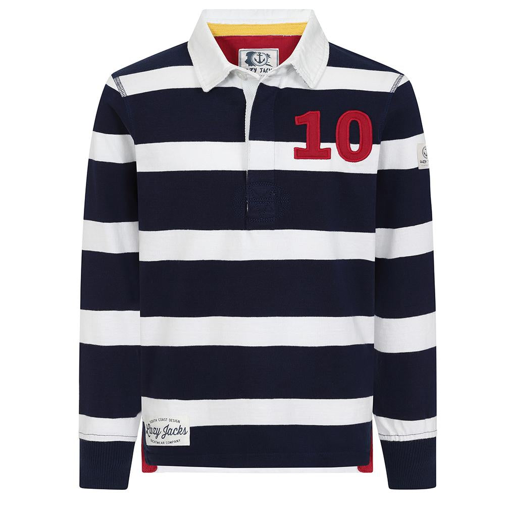 LJ78C - Long Sleeve Rugby Top - Marine/Rouge