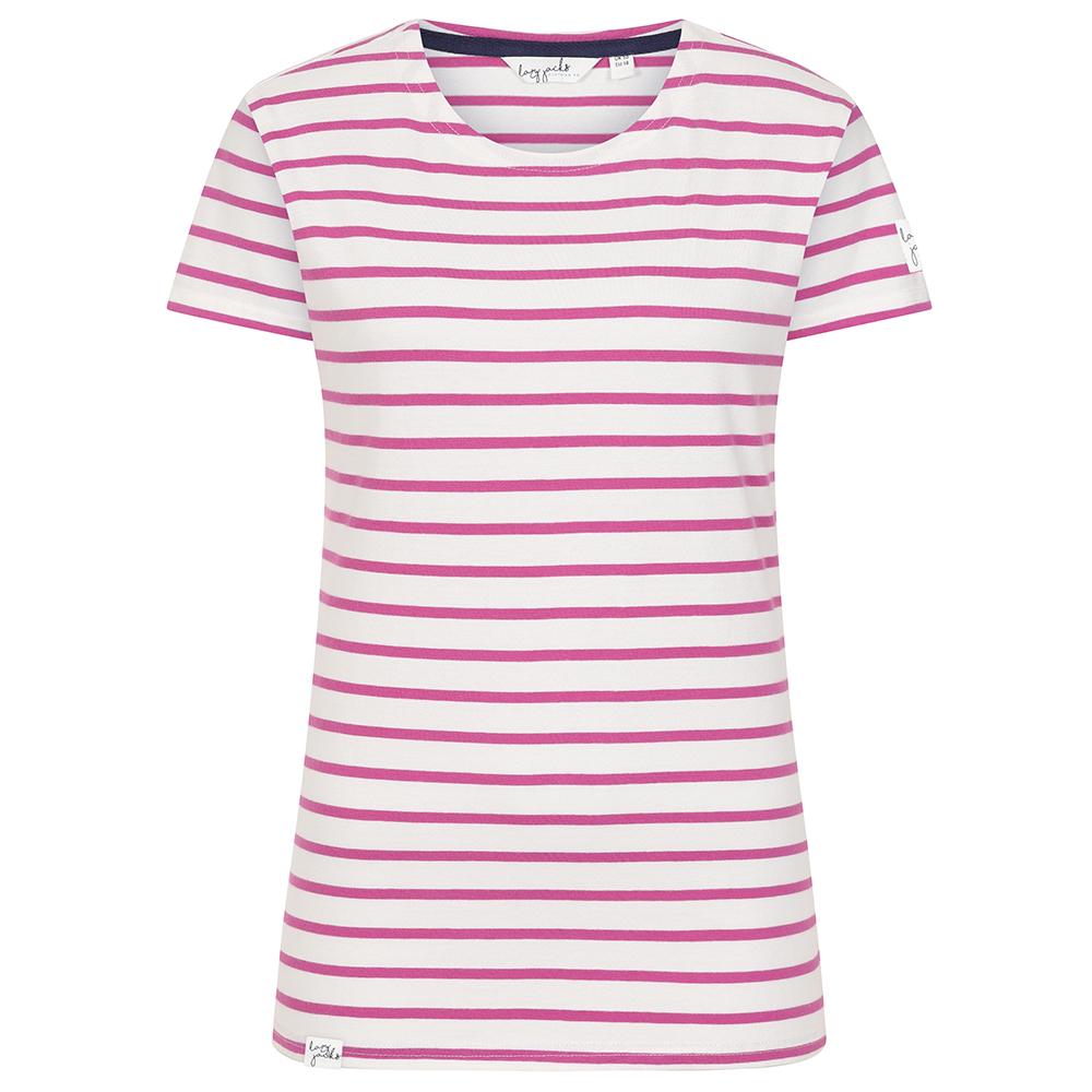 LJ8 - Short Sleeve Breton Top - Raspberry