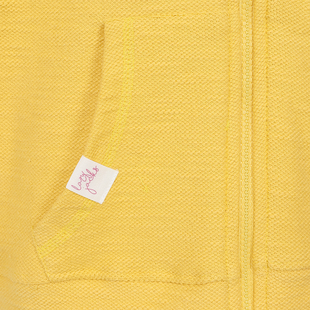 LJ102C - Girls Textured Hooded Zip Thru Sweatshirt - Lemon