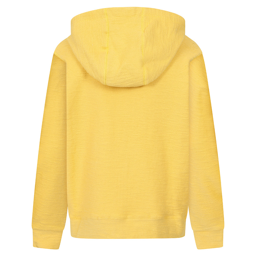 LJ102C - Girls Textured Hooded Zip Thru Sweatshirt - Lemon