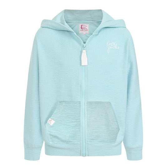 LJ102C - Girls Textured Hooded Zip Thru Sweatshirt - Mint