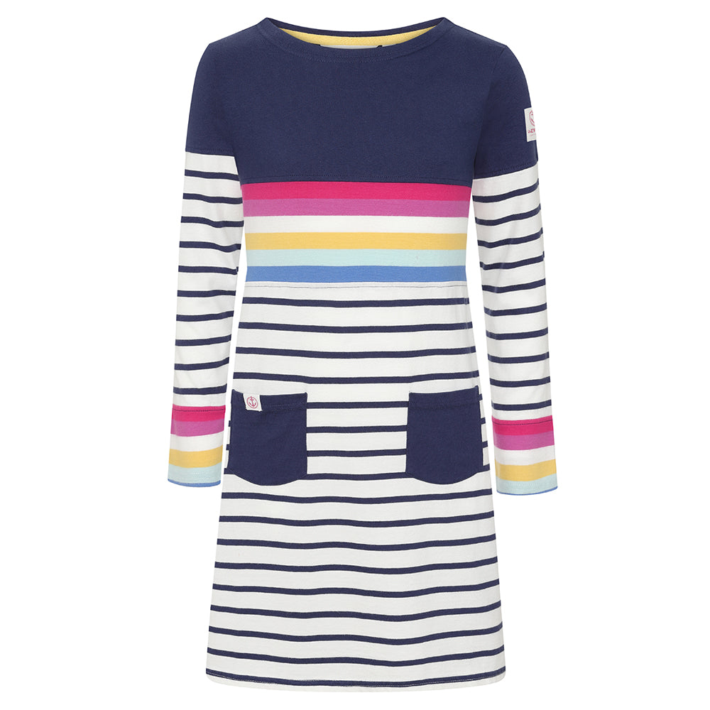 LJ115C - Girls Striped Jersey Dress - Prism