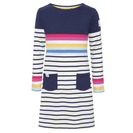 LJ115C - Girls Striped Jersey Dress - Prism