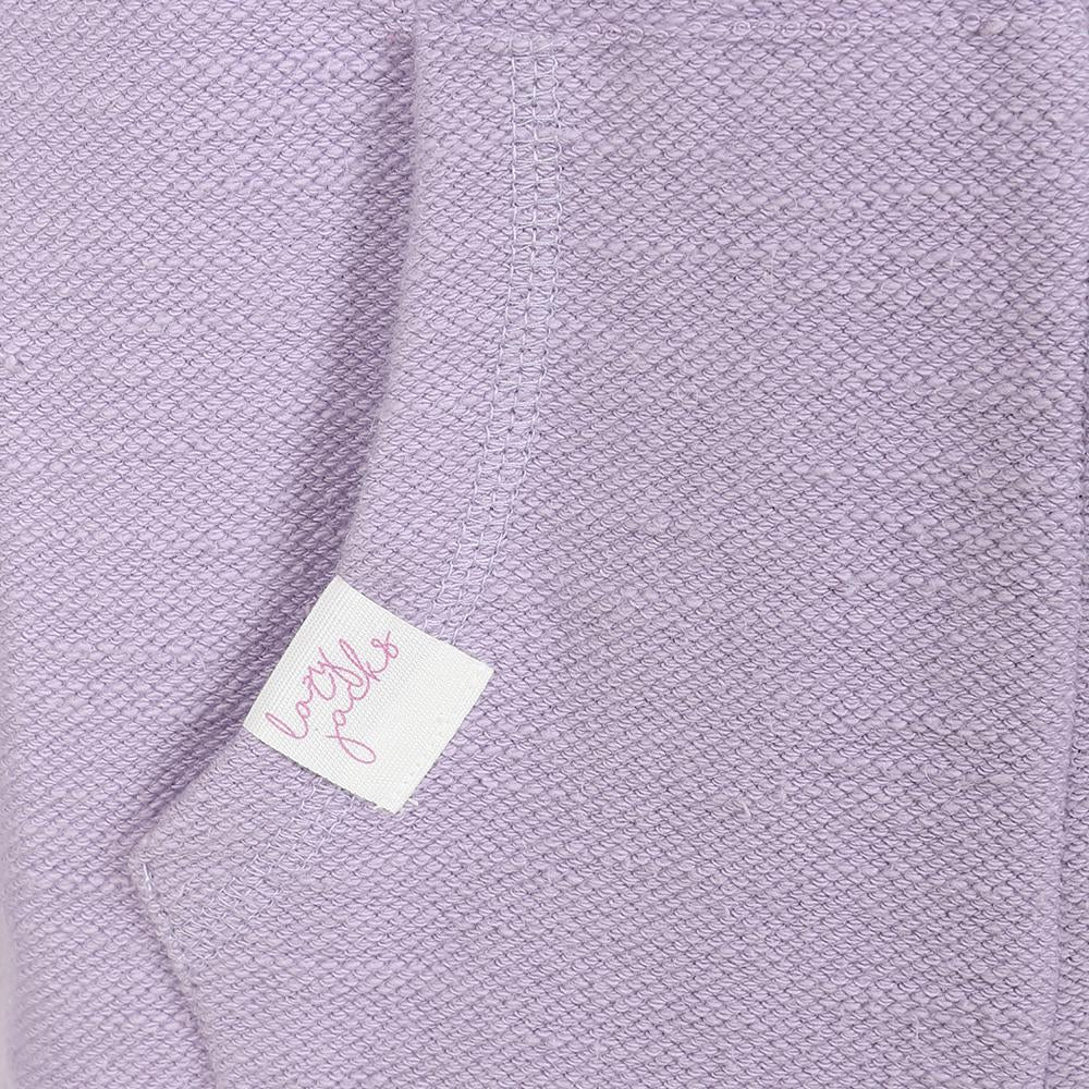 LJ102C - Girls Textured Hooded Zip Thru Sweatshirt - Lilac