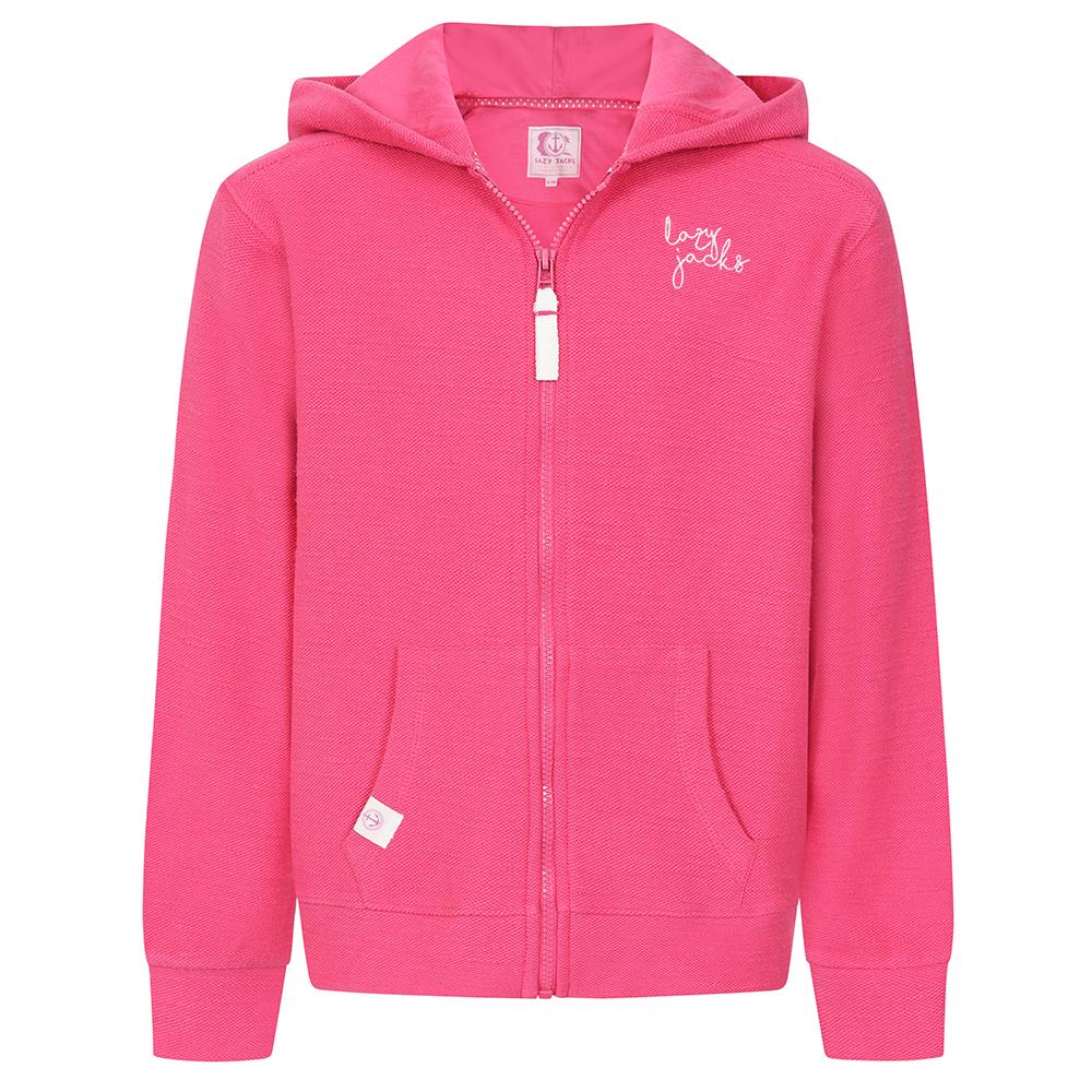 LJ102C - Girls Textured Hooded Zip Thru Sweatshirt - Sorbet