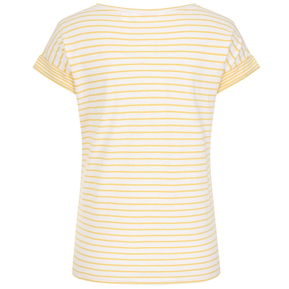 LJ162 - Ladies Striped Roll Sleeve Tee - Lemon