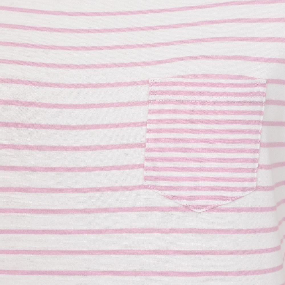 LJ162 - Ladies Striped Roll Sleeve Tee - Pink