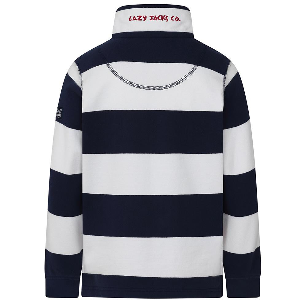 LJ51C - Boys 1/4 Zip Striped Sweatshirt - Wide Stripe