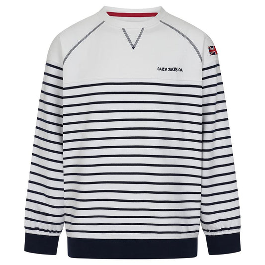 LJ91S - Striped Crew Neck Sweatshirt - White