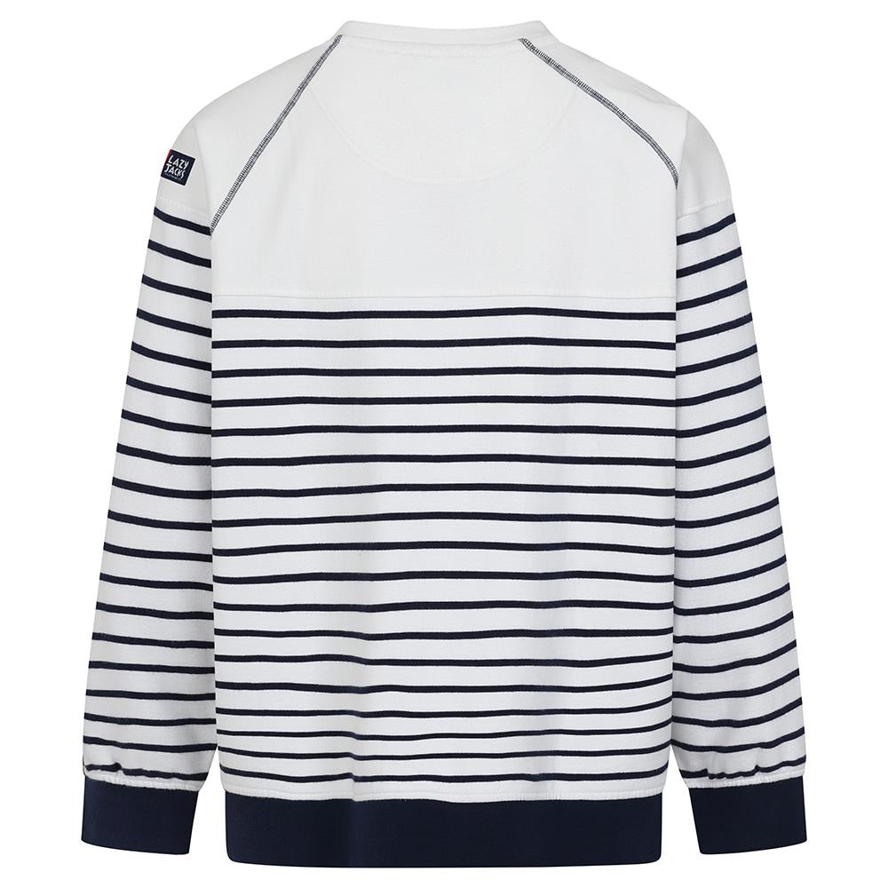 LJ91S - Striped Crew Neck Sweatshirt - White