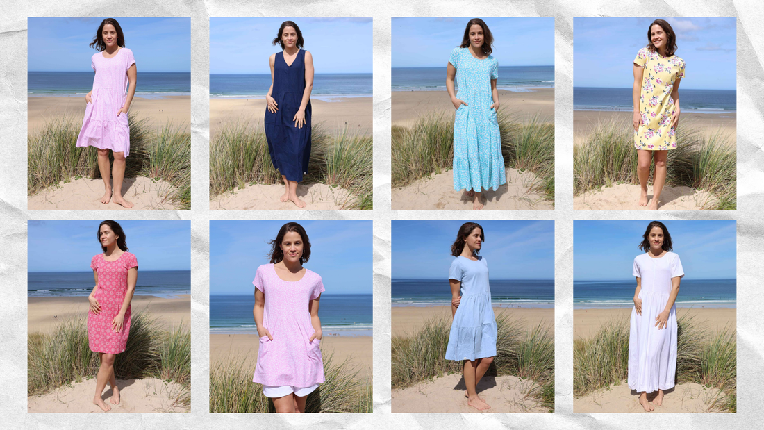 An aray of styles and colours of Lazy Jacks Clothing